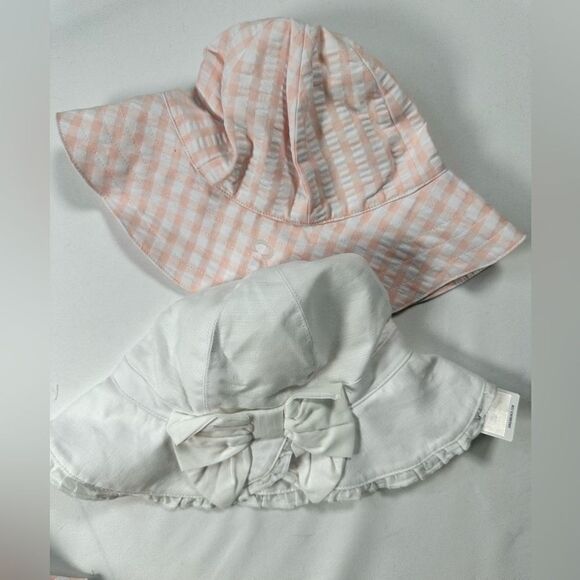 NWT Janie and Jack Baby/Girls Two Bucket Hats White & Pink- 3-6 month - Picture 5 of 13